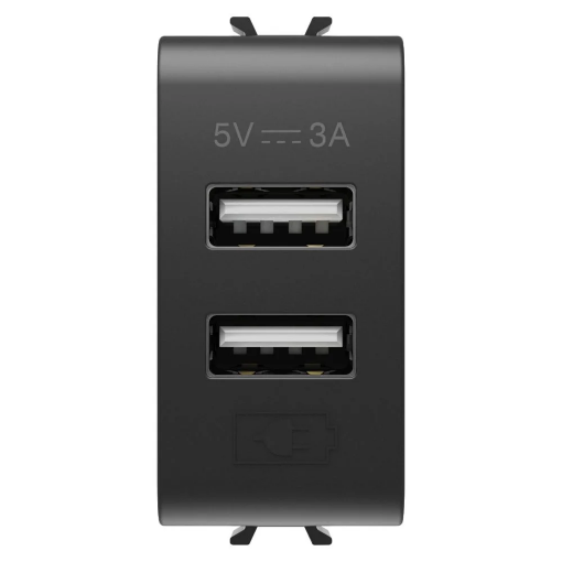 Imagine Priza modulara USB Gewiss ChoruSmart 1 modul negru satin 3A GW12447